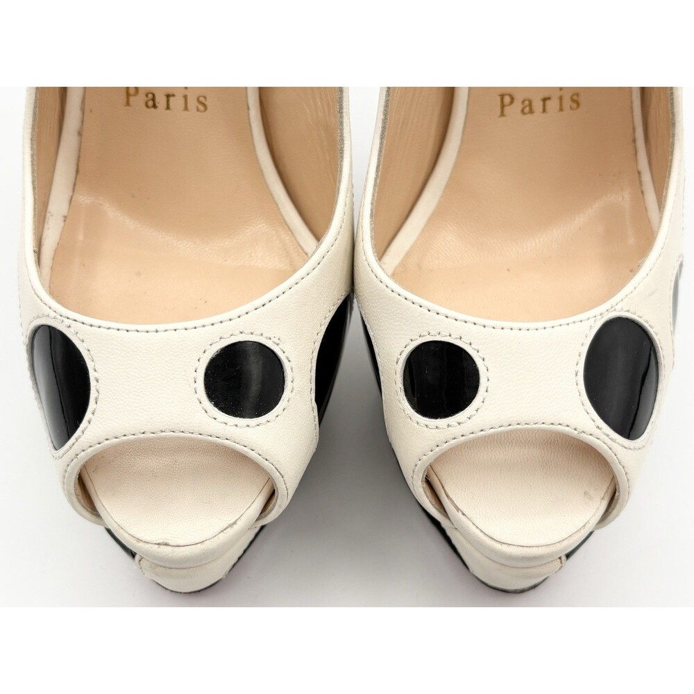 Christian Louboutin Polka Dot Peep Toe Platform Slingback Heels Patent Y2K EU 35 - Picture 6 of 13